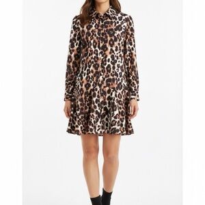 Bebe Animal Print Shirt Dress Size Small